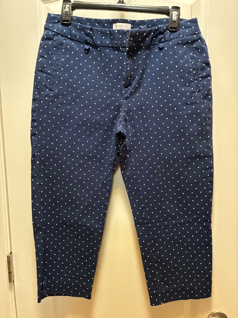 Dockers Navy Capris with White Polka Dots